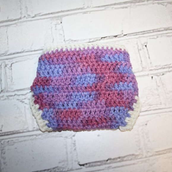 💗 PURPLE + PINK + CREAM DIAPER COVER · NEWBORN–3 MO 💜 - Picture 3 of 4